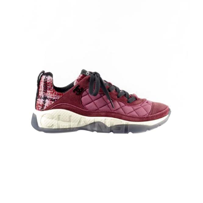 CHANEL SNEAKERS FABRIC, TWEED & SUEDE CALFSKIN LIGHT BURGUNDY, PINK & BLACK G39234 Y55990 K47 CHANEL SNEAKERS FABRIC, TWEED & SUEDE CALFSKIN LIGHT BURGUNDY, PINK & BLACK G39234 Y55990 K47